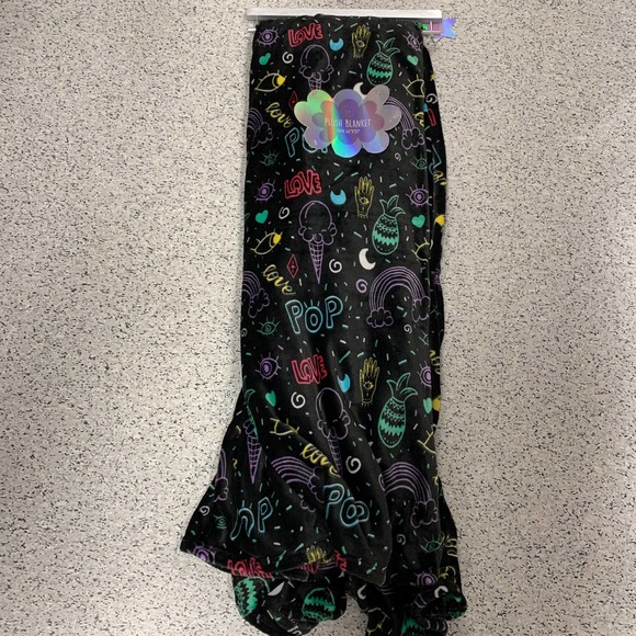 Pop Art Doodle Print Icecream Rainbow Palmistry Moon Eye Oversized Plush Blanket - Picture 11 of 12